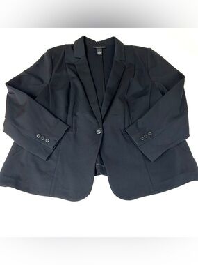 Lane Bryant Women’s Plus Size 24 Blazer Jacket Solid Black One Button #2970